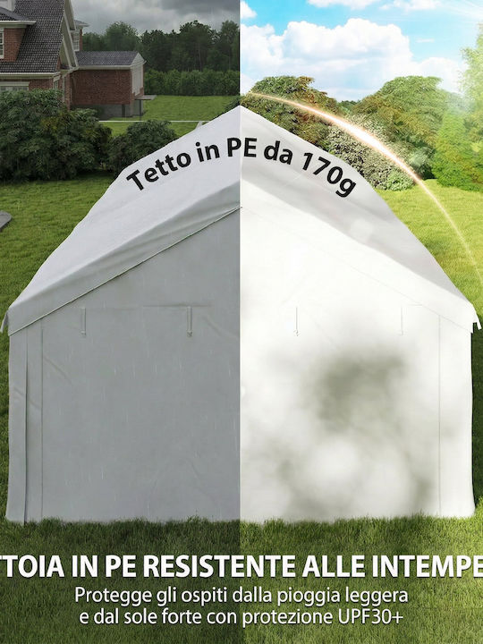 Outsunny Κιόσκι Κήπου με Led Λευκό 4x6m