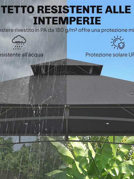 Outsunny Κιόσκι Κήπου Γκρι 3x3m
