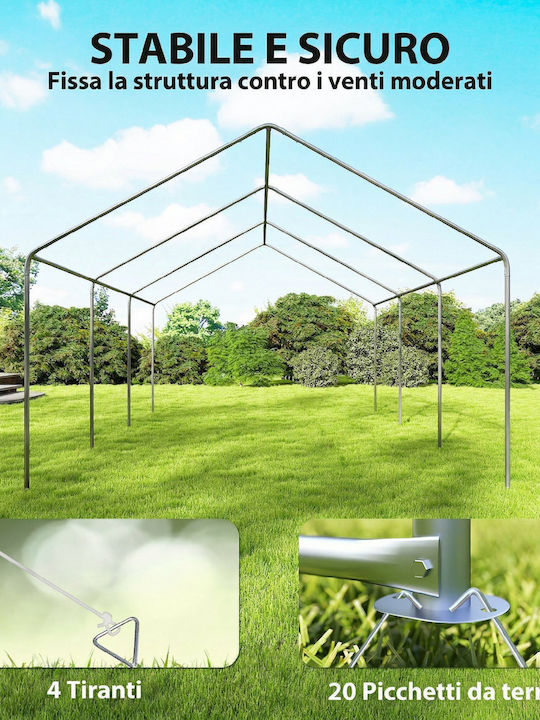 Outsunny Κιόσκι Κήπου με Led Λευκό 4x6m
