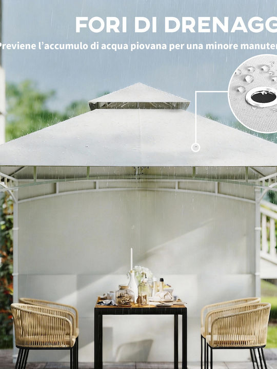 Outsunny Gazebo de Grădină Bej 3x3m
