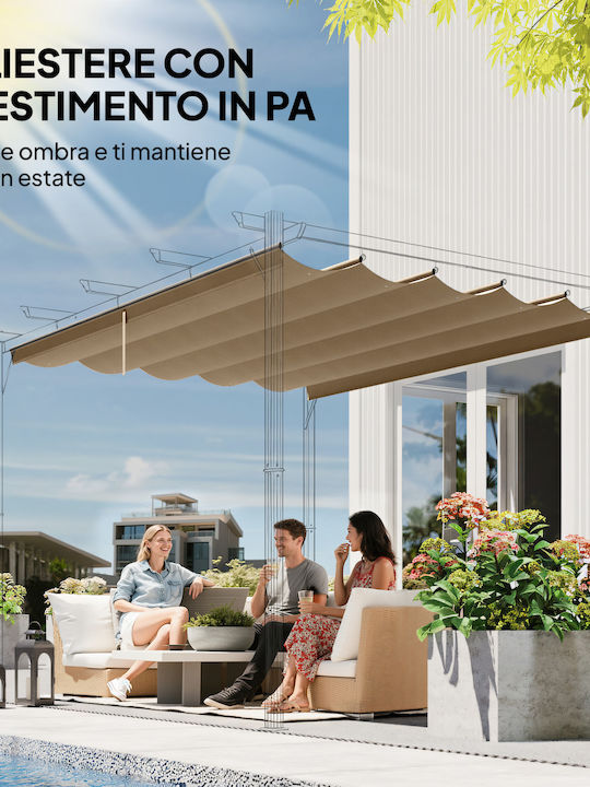 Outsunny Gazebo de Grădină Maro 4x3m