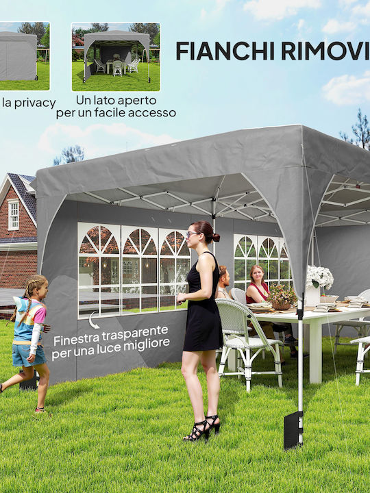 Outsunny Πτυσσόμενο Κιόσκι Κήπου Γκρι 3x6m