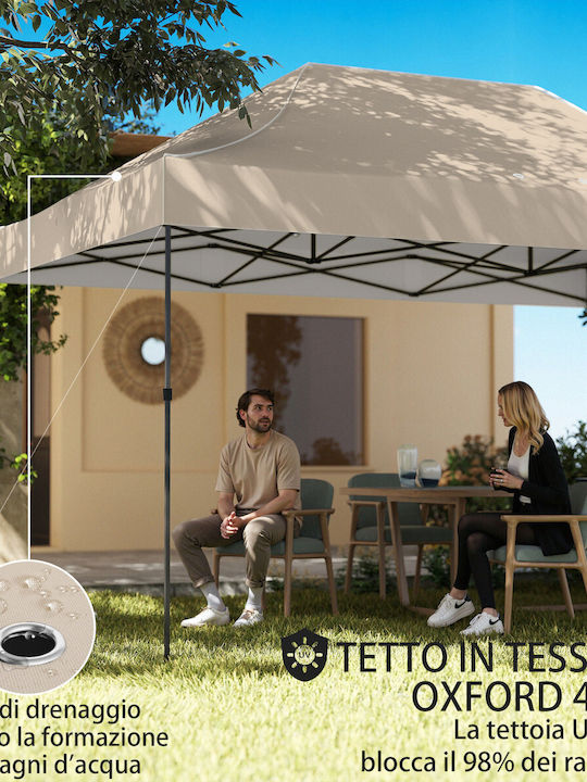 Outsunny Garten Gazebo mit LEDs Beiges 2,9x4,3m