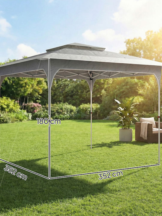 Outsunny Πτυσσόμενο Κιόσκι Κήπου Pop-up Γκρι 3.5x3.5m