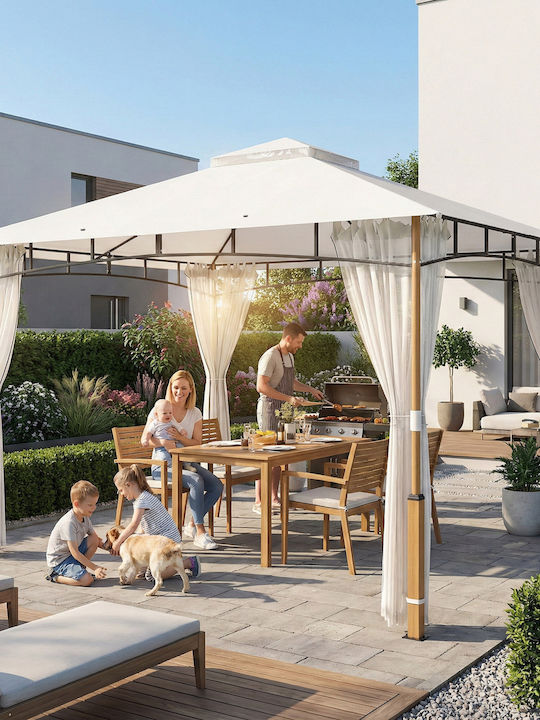 Outsunny Garten Gazebo Beige 3x3.6m