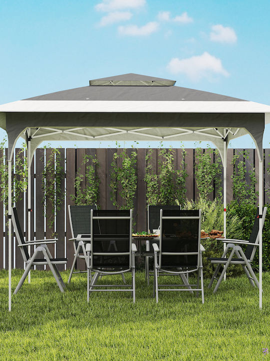Outsunny Πτυσσόμενο Κιόσκι Κήπου Pop-up Γκρι 3.5x3.5m