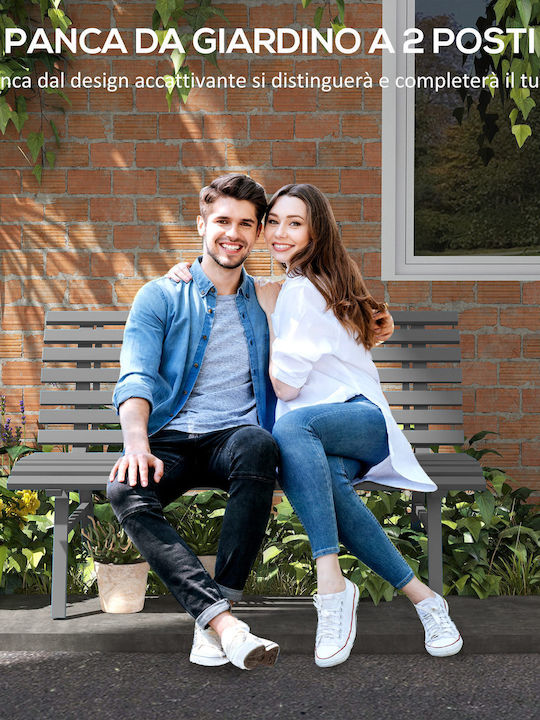 Outdoor Metal Gray Bench 123x67x79cm