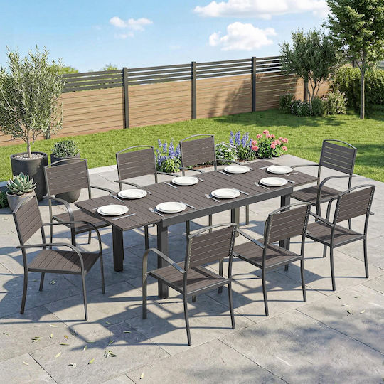 Outsunny Garden & Outdoor Furniture Sets Dining Room 9 Pieces Gray