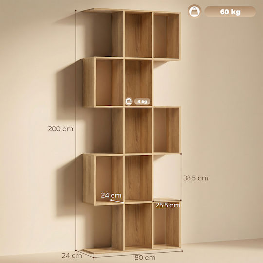 Bücherregal Eiche 80x24x200cm