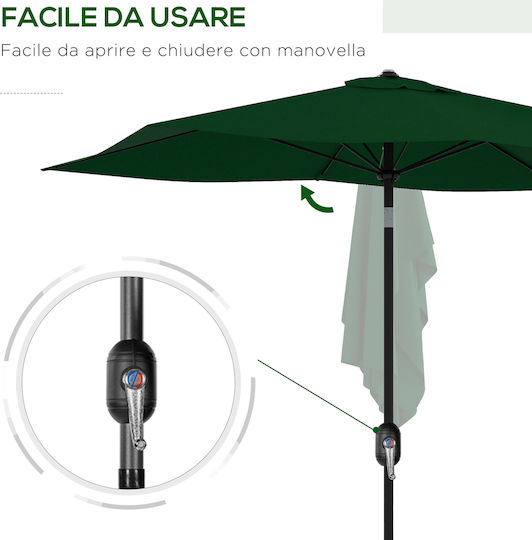 Square Aluminum Garden Parasol Green 2x3m