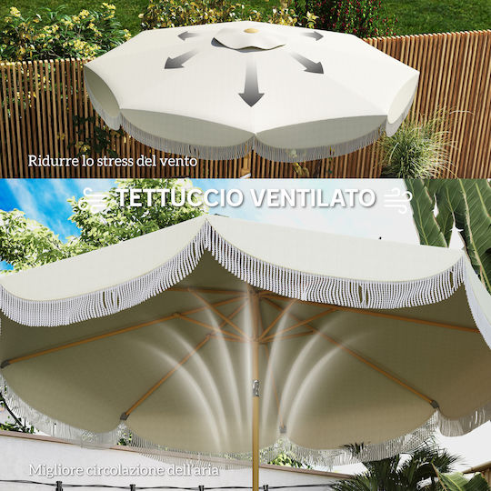 Umbrelă Rotundă Metalică Bej Φ2.4m