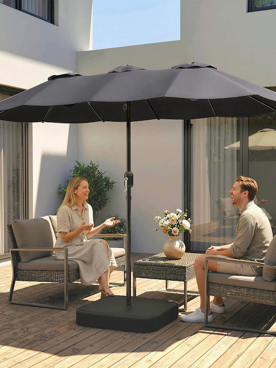 Circular Garden Umbrella Metal Grey Diameter 1.5m
