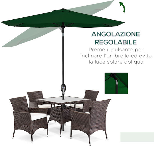 Square Aluminum Garden Parasol Green 2x3m