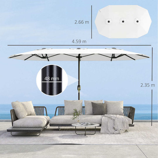 Circular Garden Parasol Metal White Diameter 2.7m