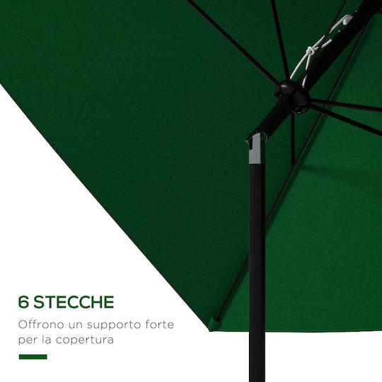 Square Aluminum Garden Parasol Green 2x3m