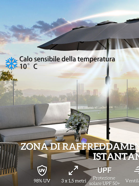 Circular Garden Umbrella Metal Grey Diameter 1.5m