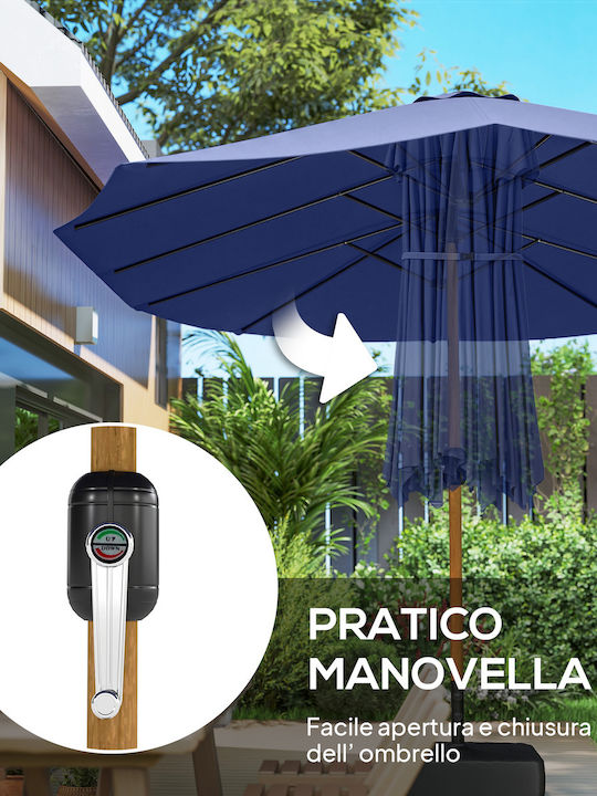 Professional Circular Metal Garden & Terrace Parasol Blue Diameter 2.8m