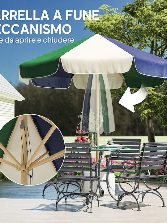 Circular Wooden Ecru Parasol 1.85m