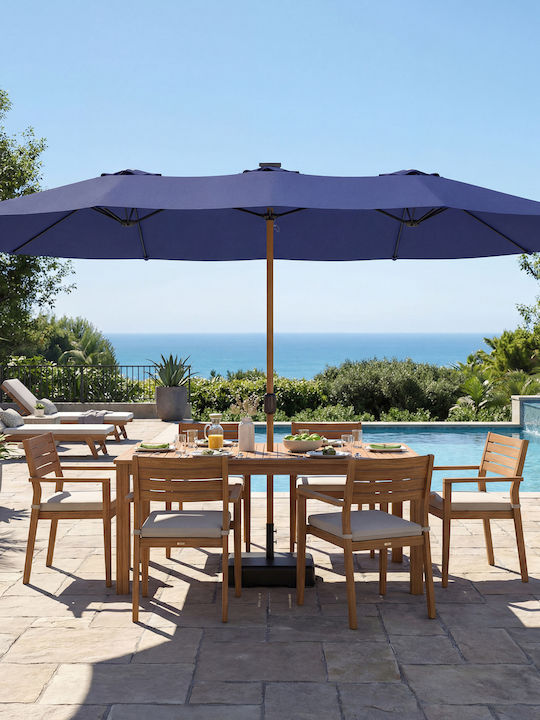Professional Circular Metal Garden & Terrace Parasol Blue Diameter 2.8m