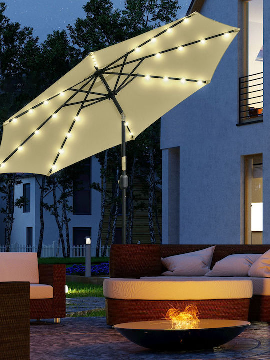 Circular Garden Umbrella Metal Beige 2.65m