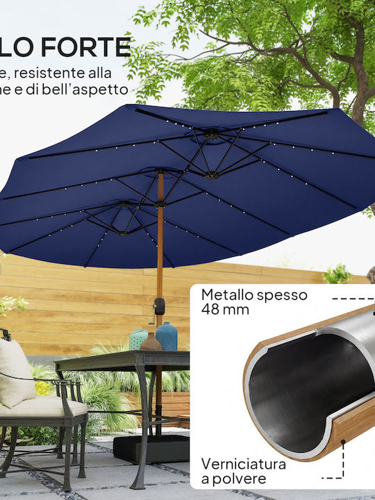 Professional Circular Metal Garden & Terrace Parasol Blue Diameter 2.8m