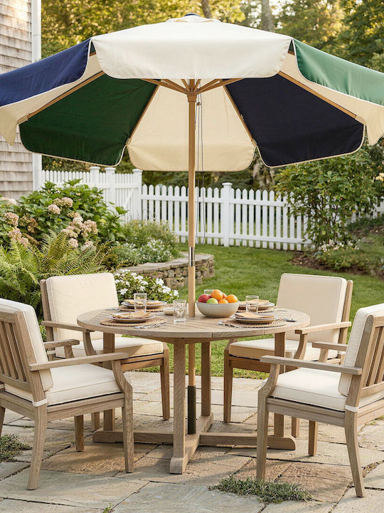 Circular Wooden Ecru Parasol 1.85m