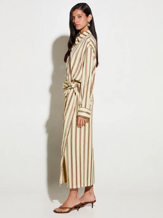 High Waist Midi Envelope Skirt Yellow