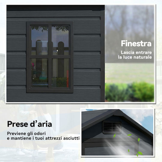 Kunststoff Gartenhaus mit Lüftungsschlitzen M1.28xB1.04xH1.96m