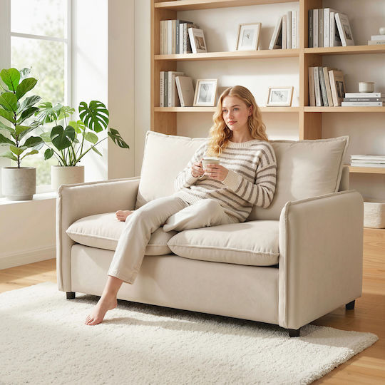 Двуместен Диван Крем 131x73x80см