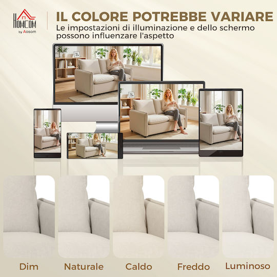 Двуместен Диван Крем 131x73x80см