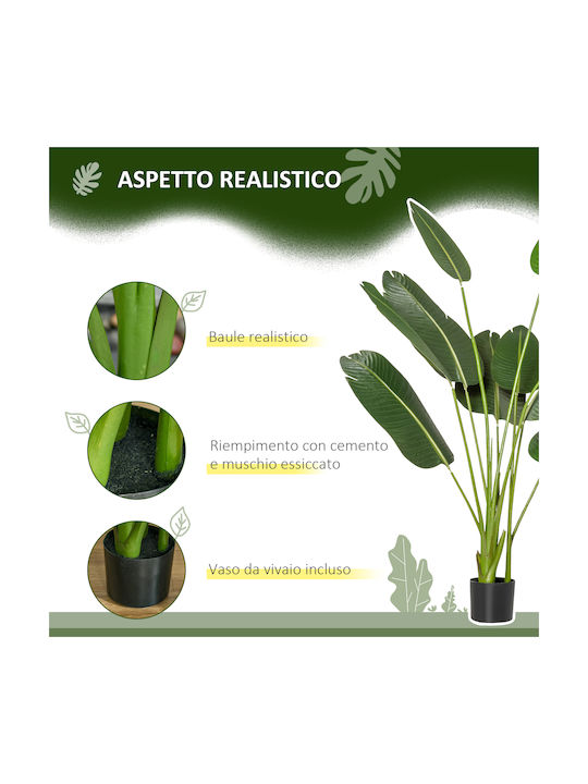 Homcom Artificial Banana Tree 160 cm Pot 10 Realistic Leaves Tropical Decorative Plant Indoor Outdoor Green 830-442