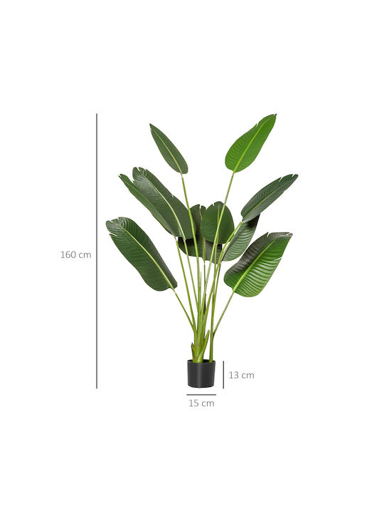 Homcom Artificial Banana Tree 160 cm Pot 10 Realistic Leaves Tropical Decorative Plant Indoor Outdoor Green 830-442