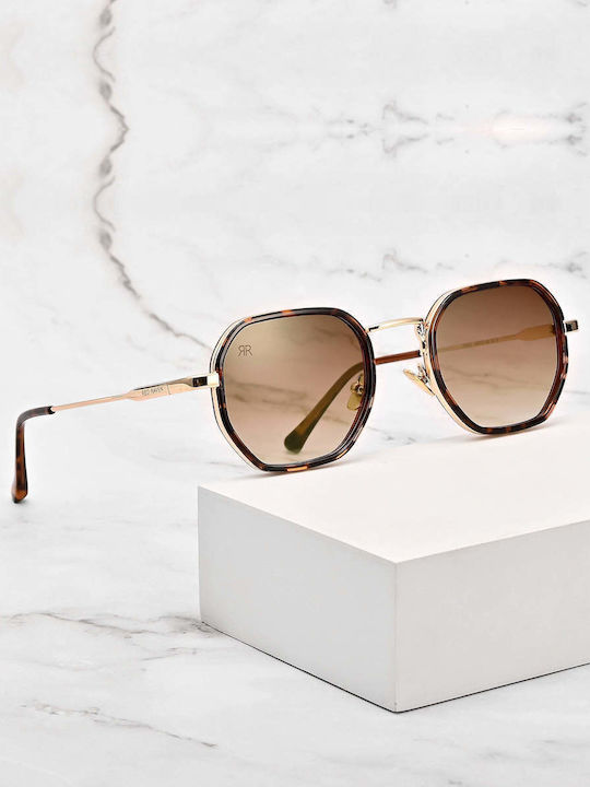 Red Raven Denzel Unisex Sunglasses With Brown Metallic Frame And Brown Lens rd-000023-amber-