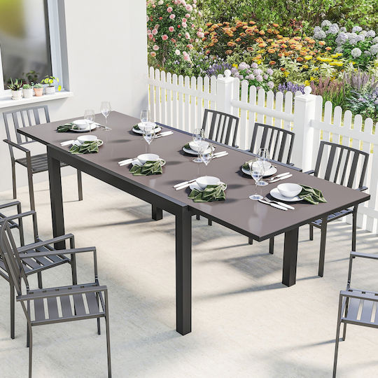 Extendable Aluminum Table Black 240x90cm