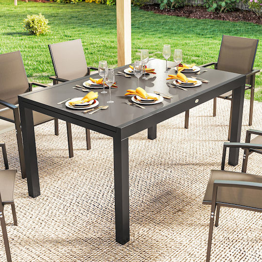 Extendable Aluminum Table Black 240x90cm
