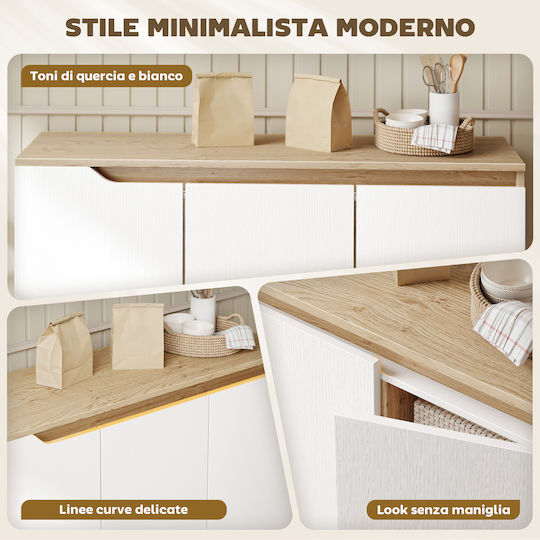 HomCom Holz Sideboard Weiß 107x35x76.5cm
