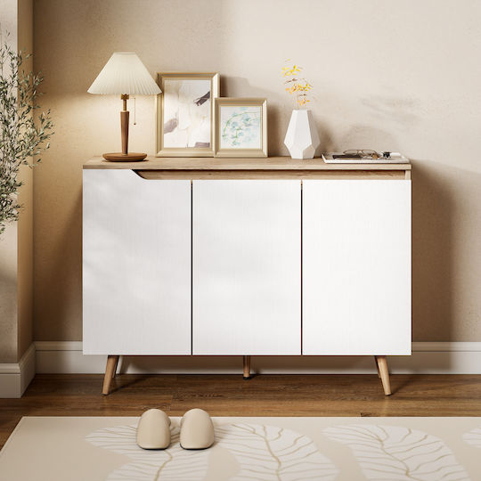 HomCom Holz Sideboard Weiß 107x35x76.5cm