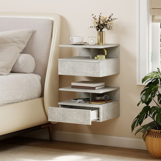 Bedside Tables Wooden Gray 2 Pieces 35x32x22.5cm
