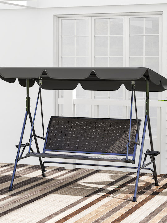 Κούνια Πολυθρόνα με Βάση Rattan Μ204xΠ112xΥ150cm Γκρι Κούνια Πολυθρόνα με Βάση Rattan Μ204xΠ112xΥ150cm Γκρι