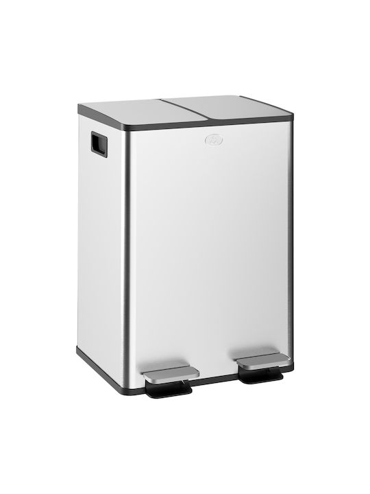 HomCom Recycling Bin from Stainless Steel with Pedal Silver 28lt