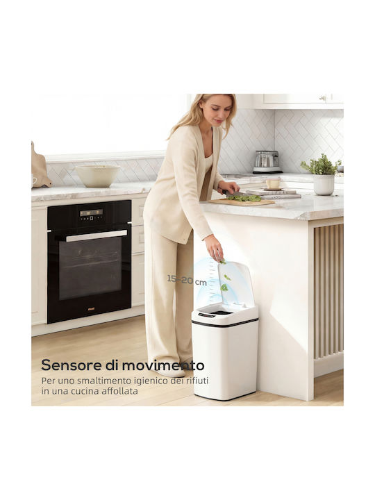 HomCom Waste Bin From Stainless Steel White 12lt