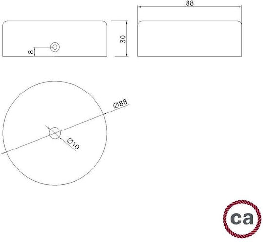 Ceiling Rose Natural Wood Fabric Cable Mini Ø8.8cm Creative Cables 150199 Cubalux 150199 Beige