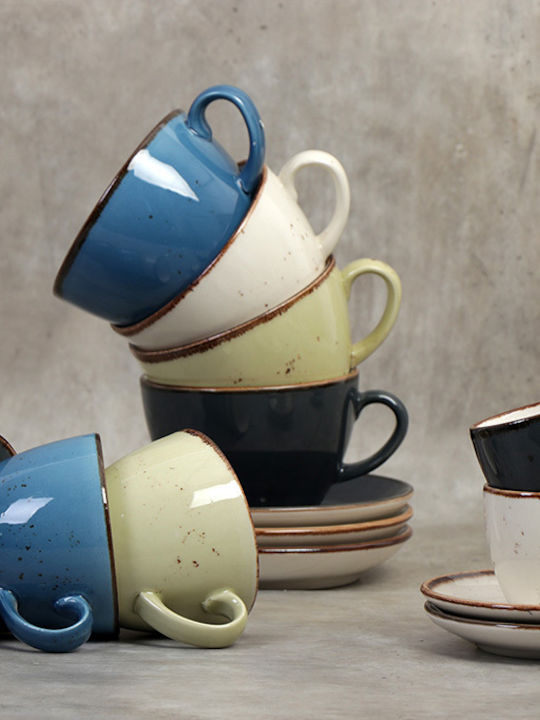Espiel Terra Set Tassen Kaffee aus Porzellan Grau 90ml 6 Stück