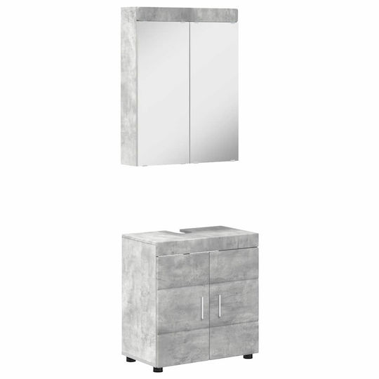 vidaXL Badezimmer Waschtisch-Einheit mit Waschbecken & Spiegel M60xB34xH63cm Grau