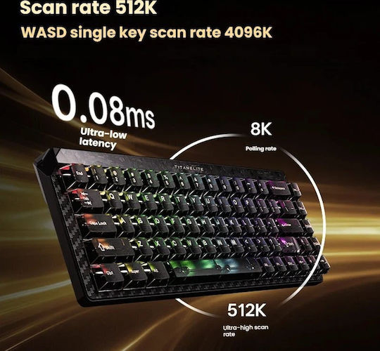 Madlions Titan 68 Turbo Hall Effect Gaming Keyboard with Magnetic Switches and RGB Lighting English US