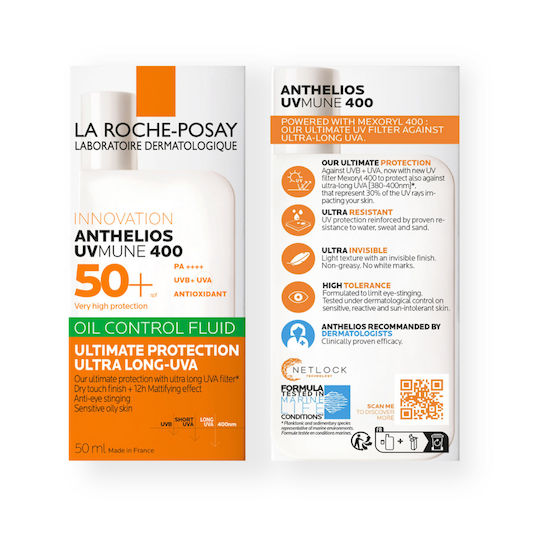 La Roche Posay Anthelios Uvmune Oil Control Fluid Αντηλιακή Λοσιόν Προσώπου SPF50+ 50ml