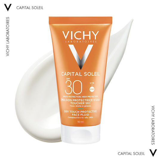 Vichy Ideal Soleil Fluid Matifiant Textură Uscată Cremă De Față Aproofă Pentru Plajă SPF30 50ml