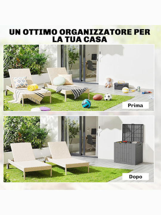 Outsunny Μπαούλο Αποθήκευσης Εξωτερικού Χώρου Rattan 114lt Γκρι Μ56xΠ44xΥ54εκ.