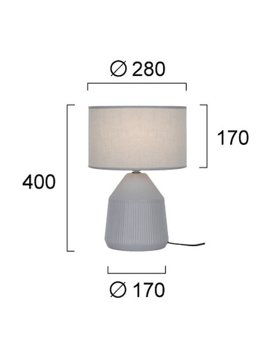 Viokef Ceramic Table Lamp for Socket E27 with Gray Shade and Base