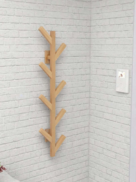 SteweHome Επιτοίχιος Καλόγερος Ξύλινος Μπεζ 20x80x80cm